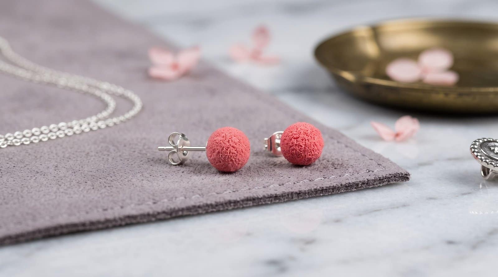 Mommy & Me Pink Furr Ball Studs