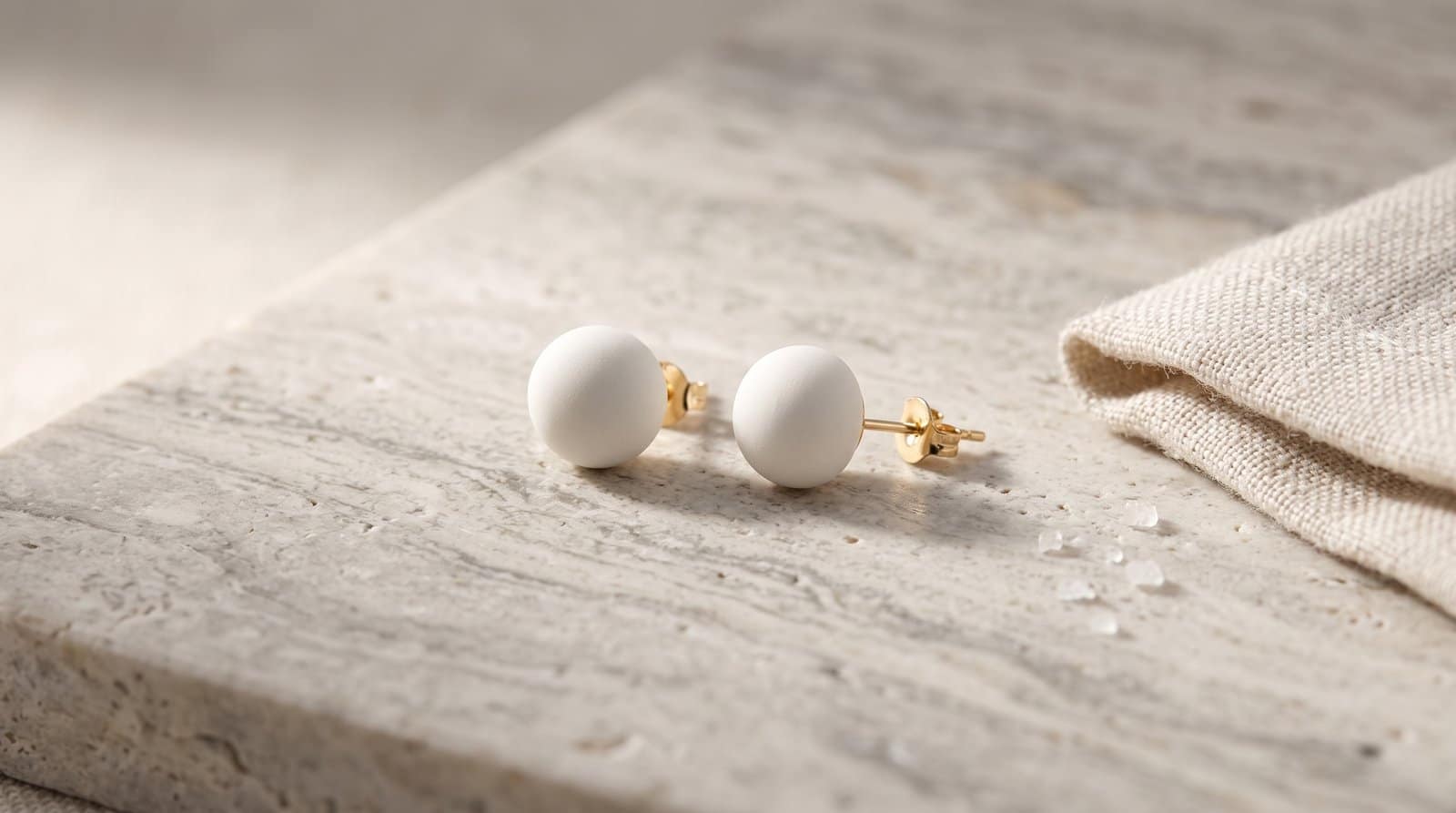 White Bead Studs