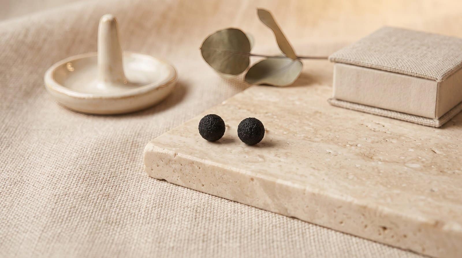 Mommy & Me Black Furr Ball Studs