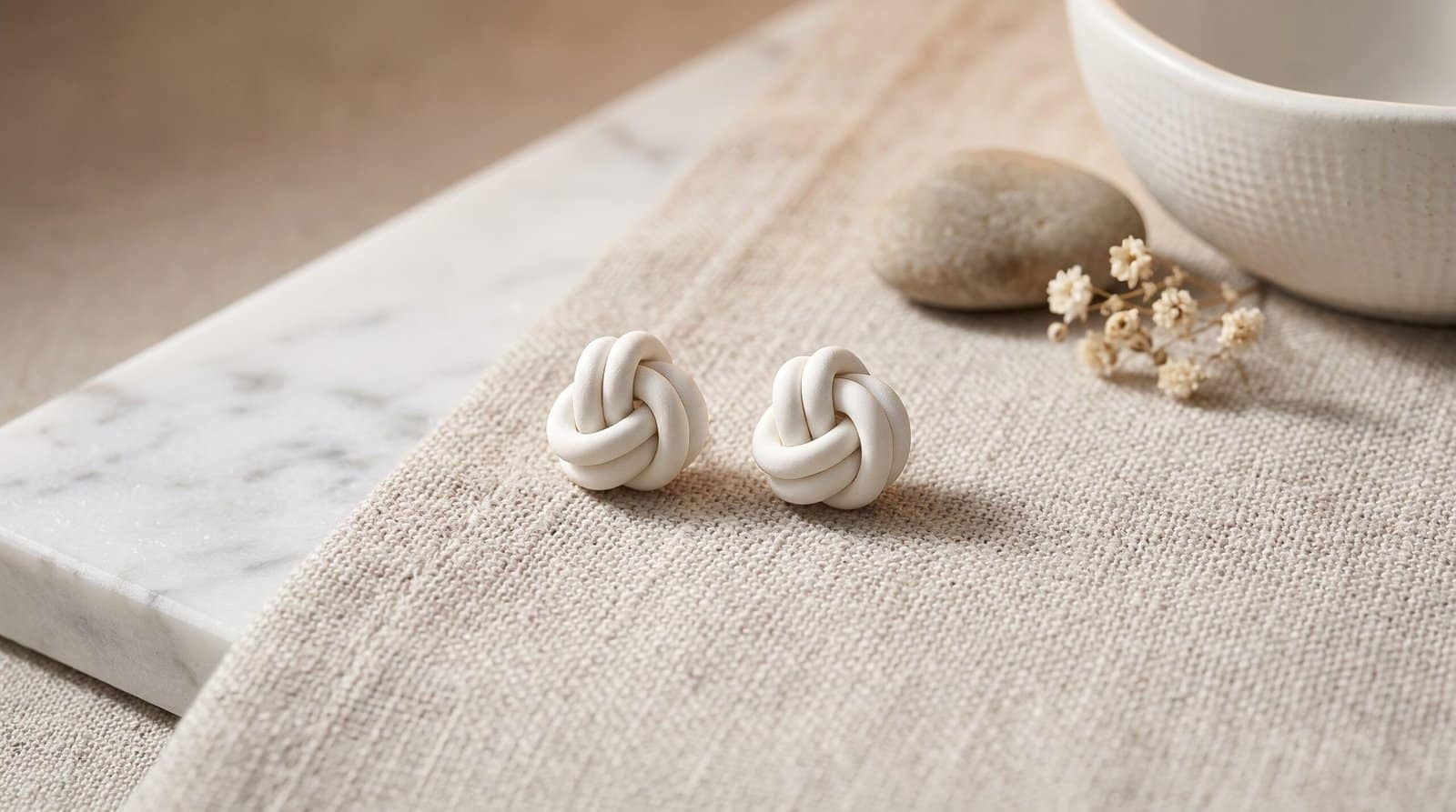 Mommy & Me White Double Knot Studs
