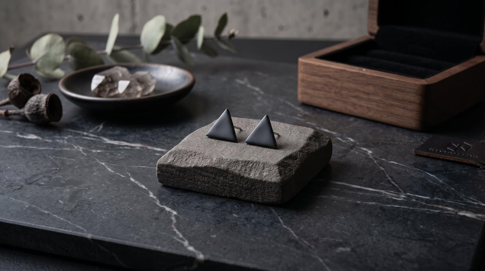 Mini Triangle Black Studs