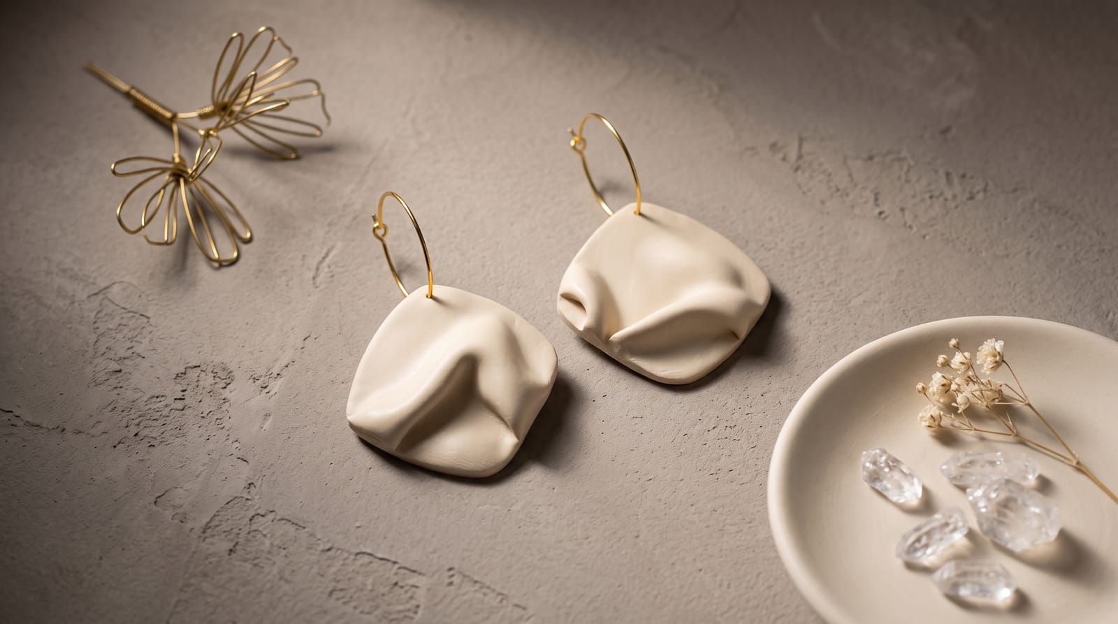 Creme Drape Hoops