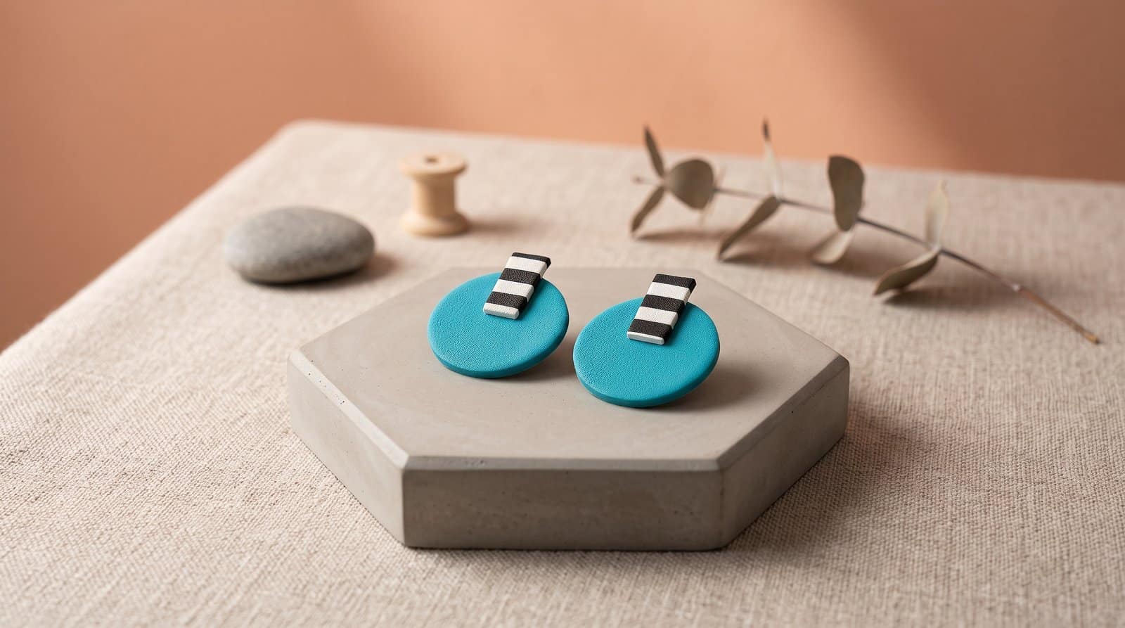 turquoise-and-monochrome-studs