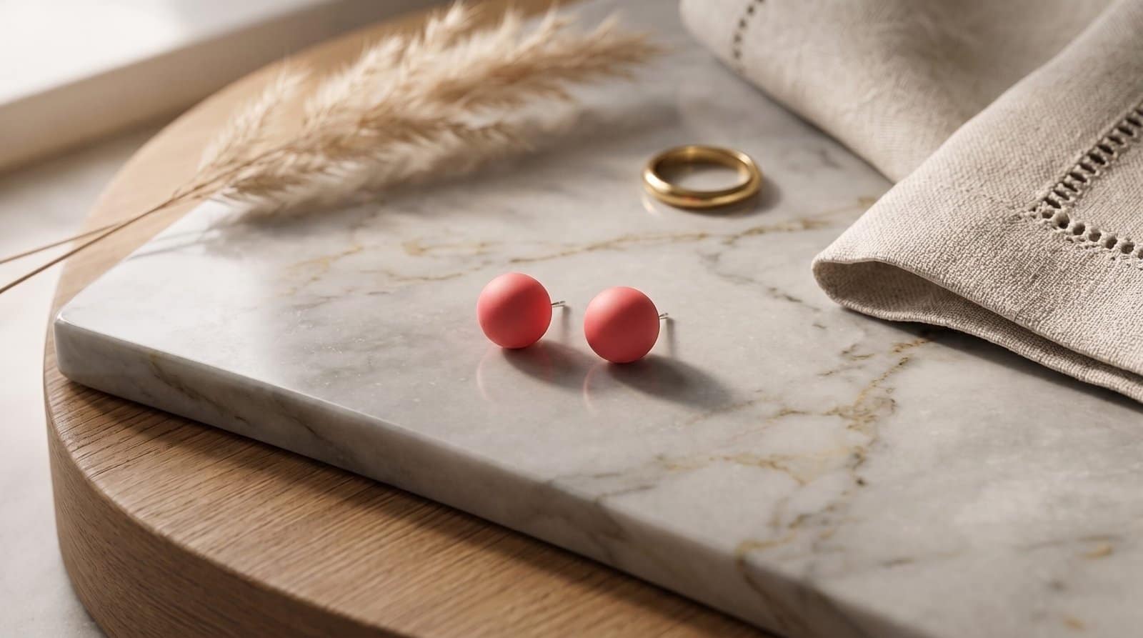 Mommy & Me Pink Ball Studs