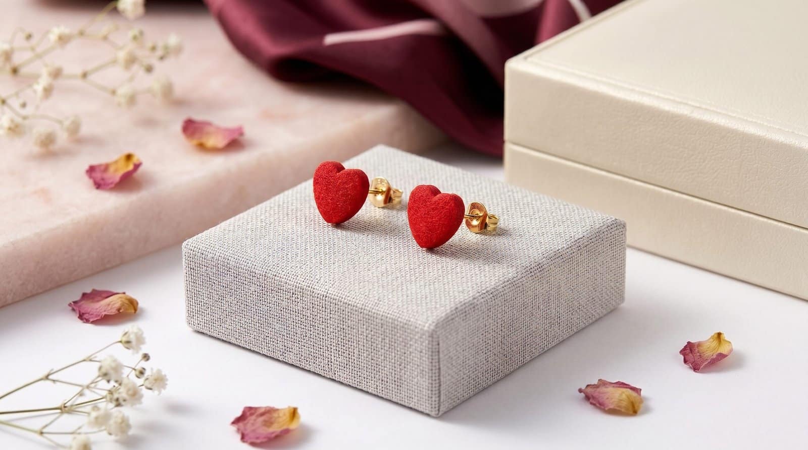 Mommy & Me Red Furr Heart Studs