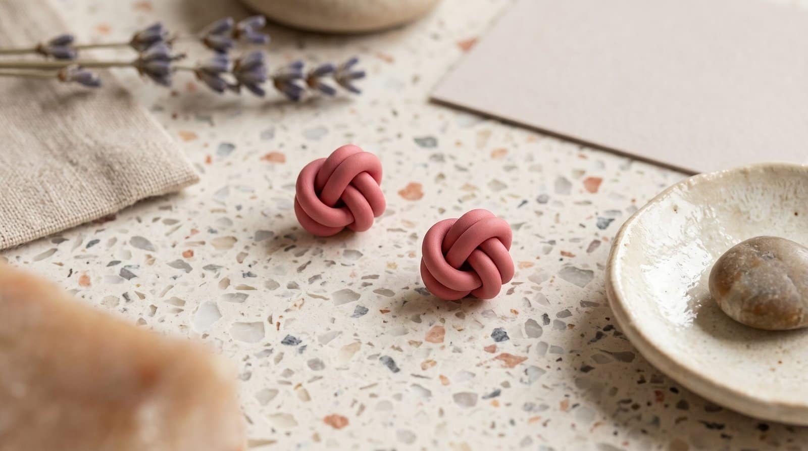 Mommy & Me Pink Double Knot Studs