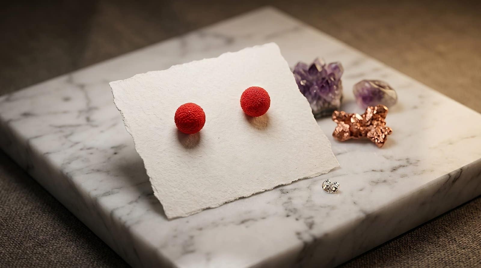 Mommy & Me Red Furr Ball Studs