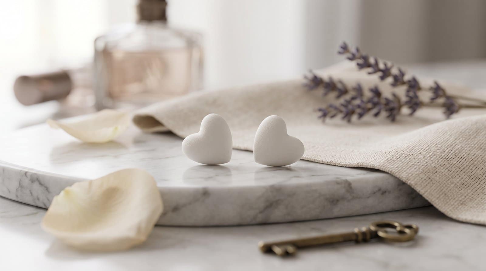 Puffy White Textured Heart Studs