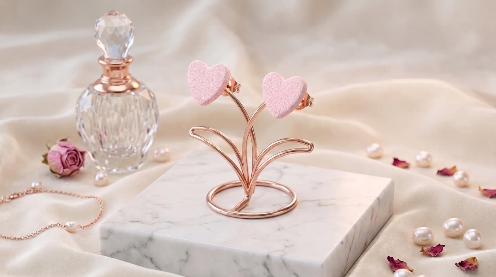 Pink Textured Heart Studs
