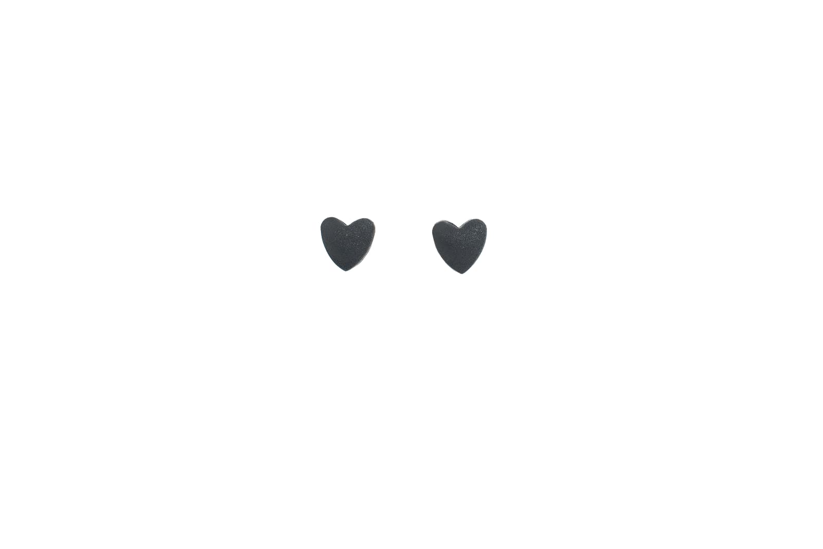 Puffy Black Textured Heart Studs - Image 2