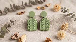 Knitted Olive Drop Earrings