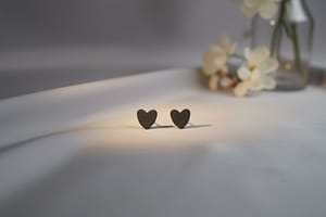 Black Textured Heart Studs