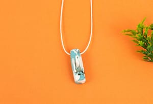 Blue Cuboid Marble Bead Pendant