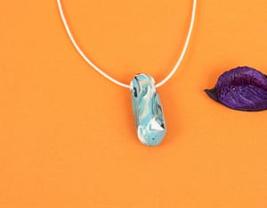 Blue Elliptical Marble Bead Pendant