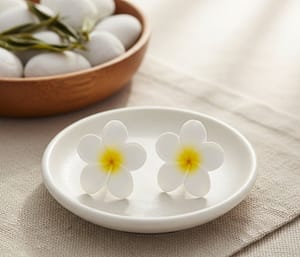 Big White Plumeria Studs