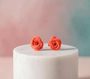Mini Orange Rose Studs